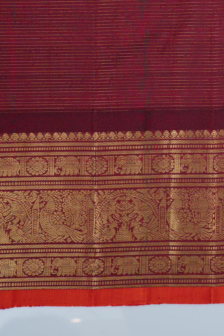 Maroon Vairaoosi checks pure kanchipuram silk saree