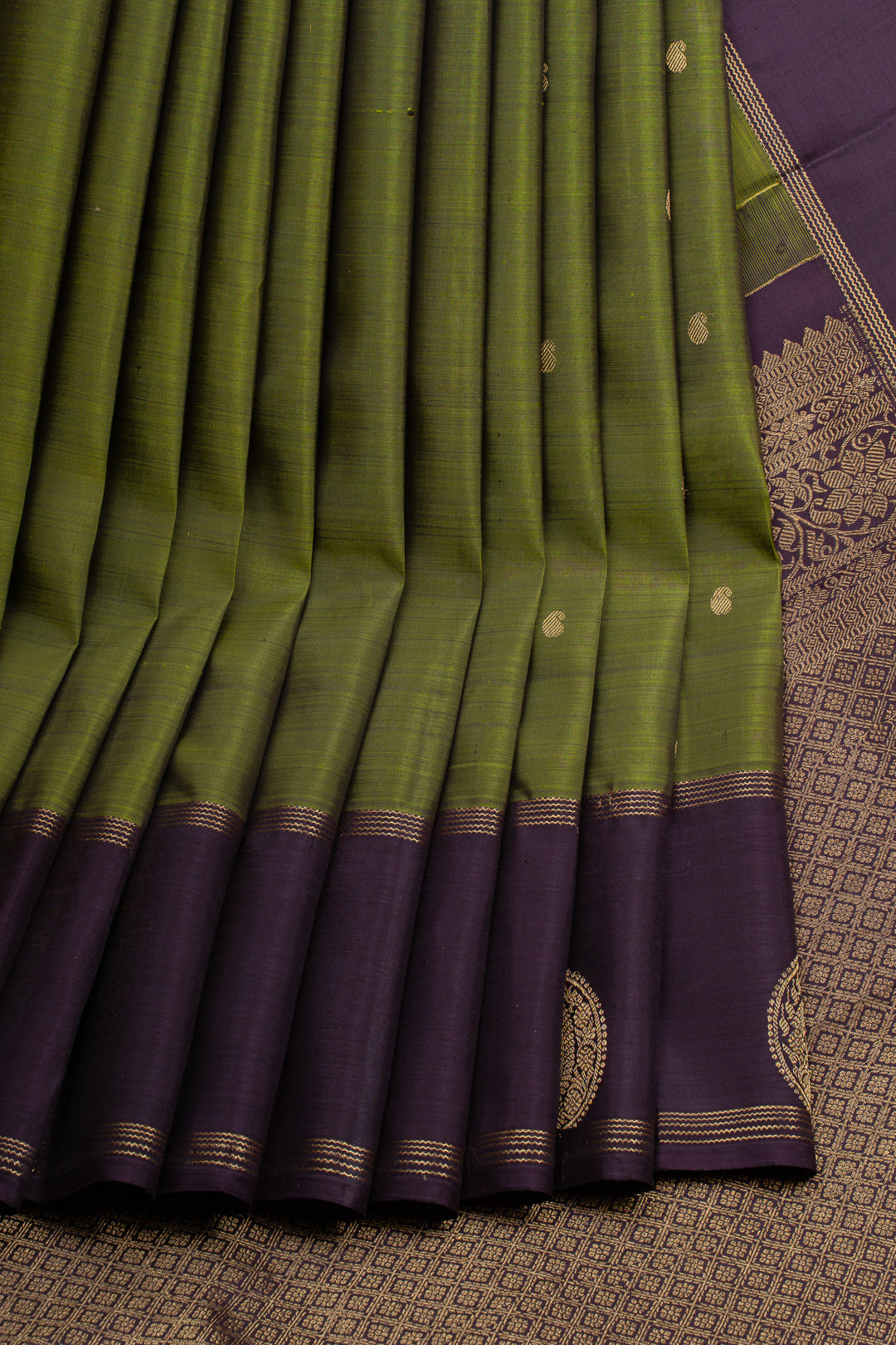 Mehandi green and purple  traditional pure kanchipuram silk saree