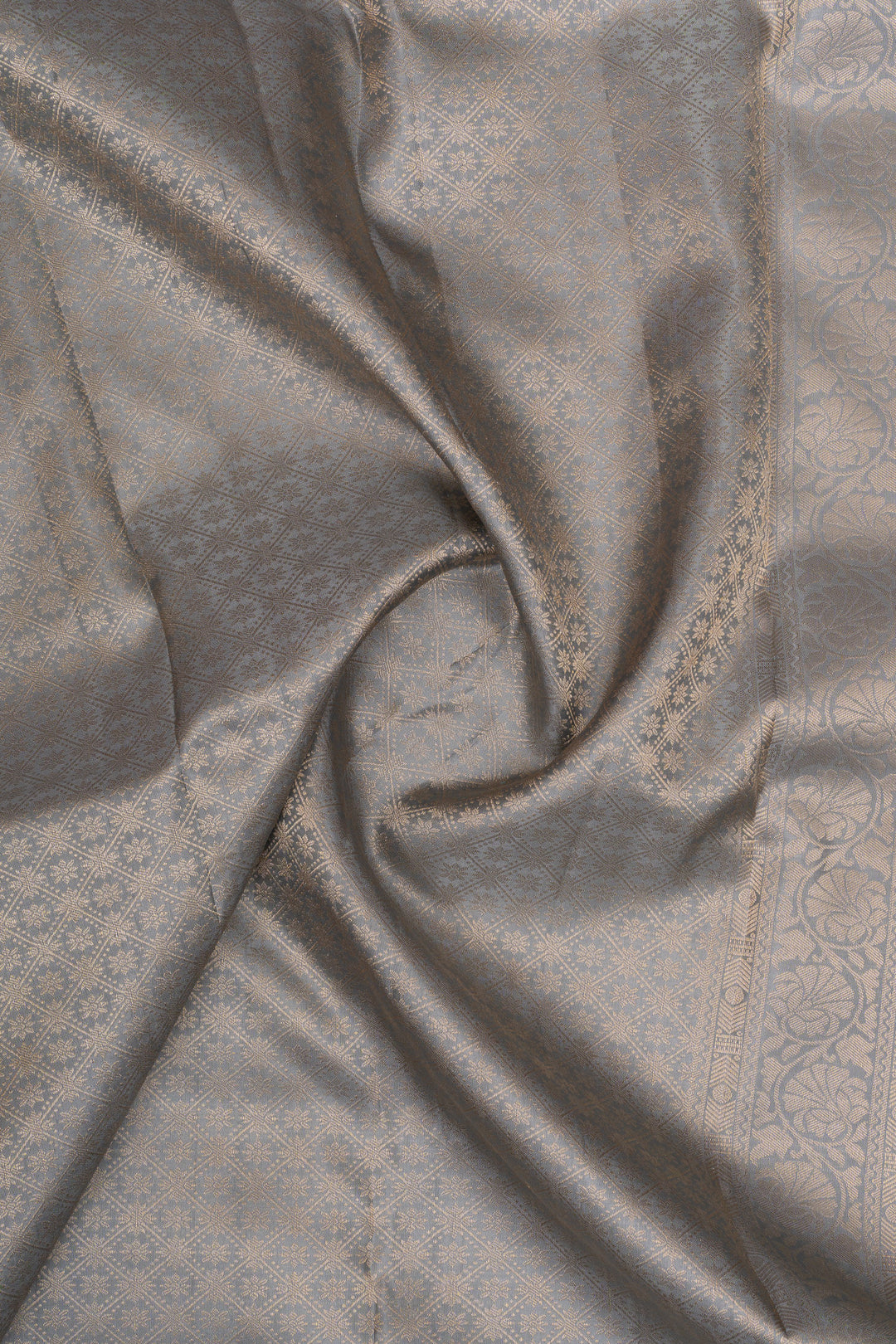 Grey brocade pure kanchipuram silk saree