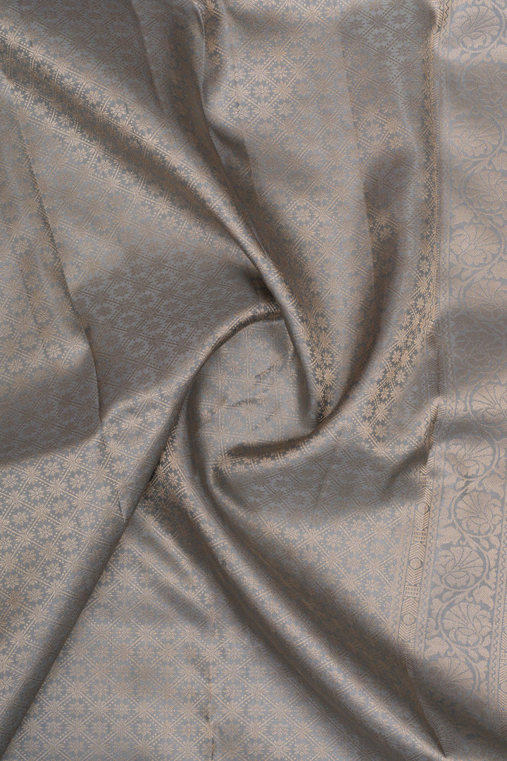 Grey brocade pure kanchipuram silk saree