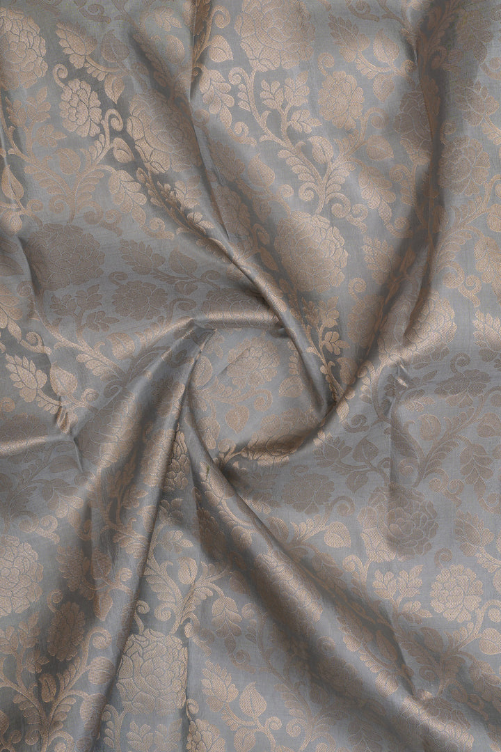 Grey brocade pure kanchipuram silk saree
