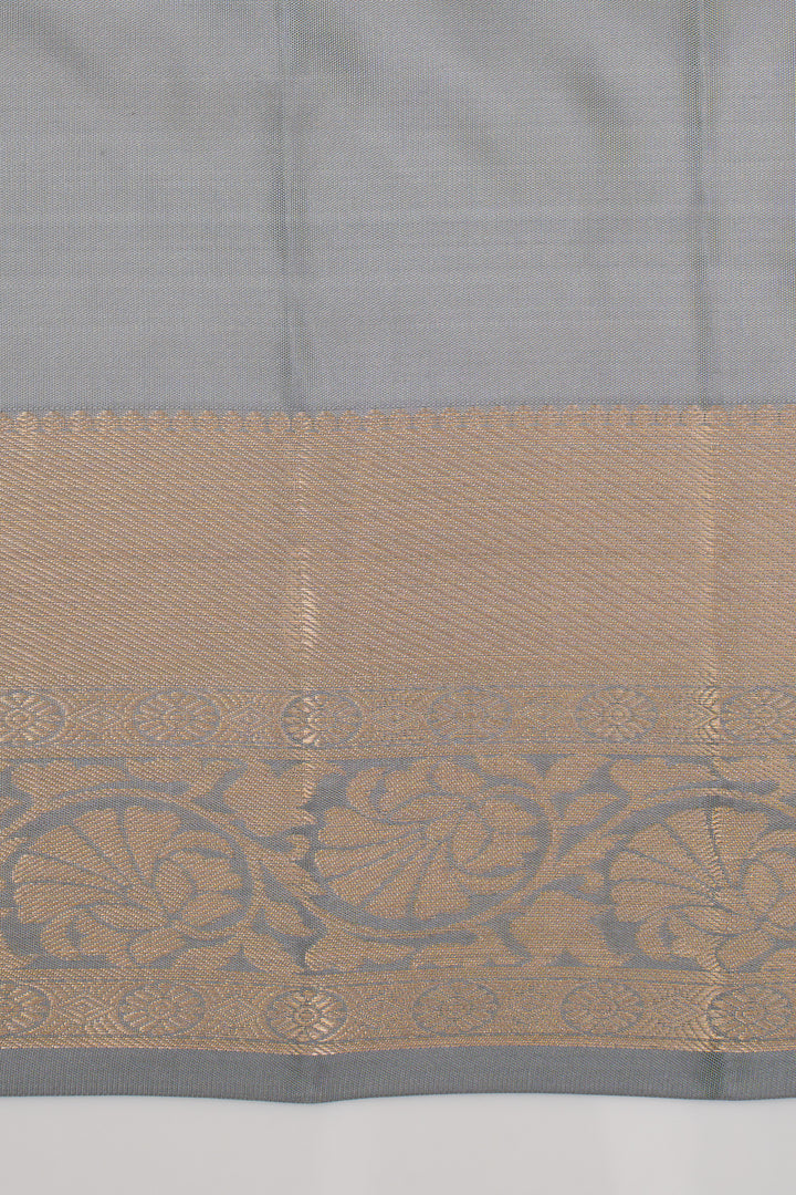 Grey brocade pure kanchipuram silk saree