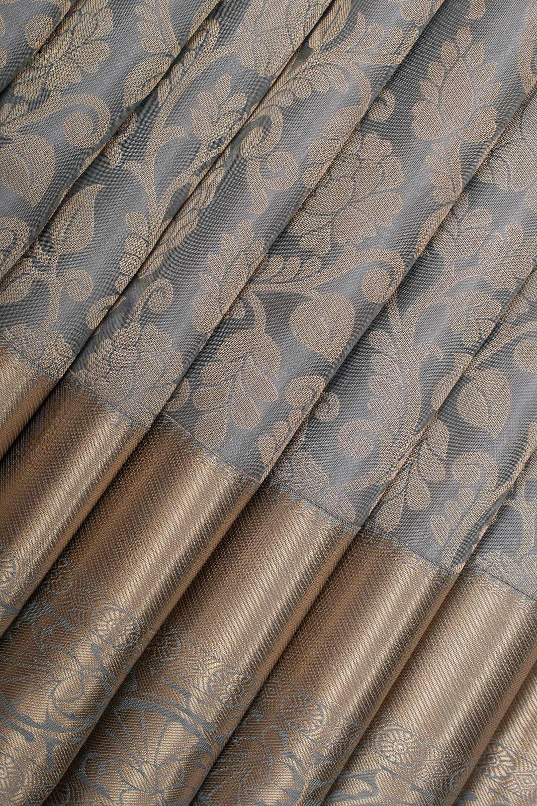 Grey brocade pure kanchipuram silk saree
