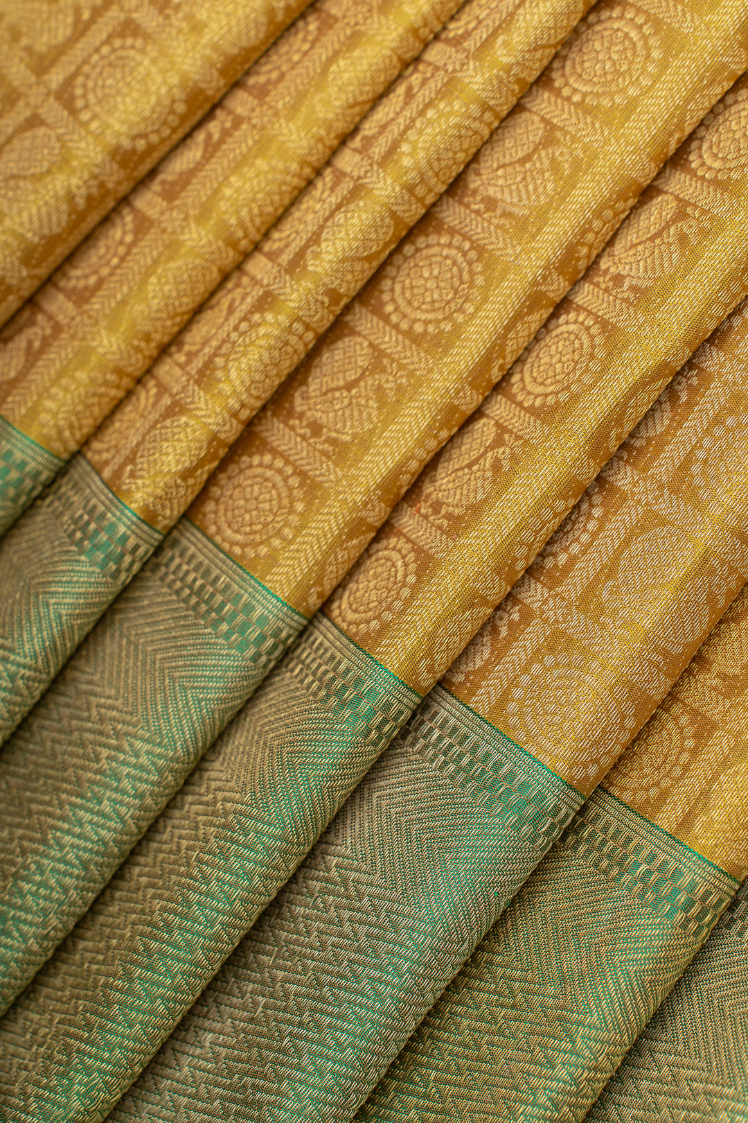 Honey gold brocade pure  Kanchipuram silk saree