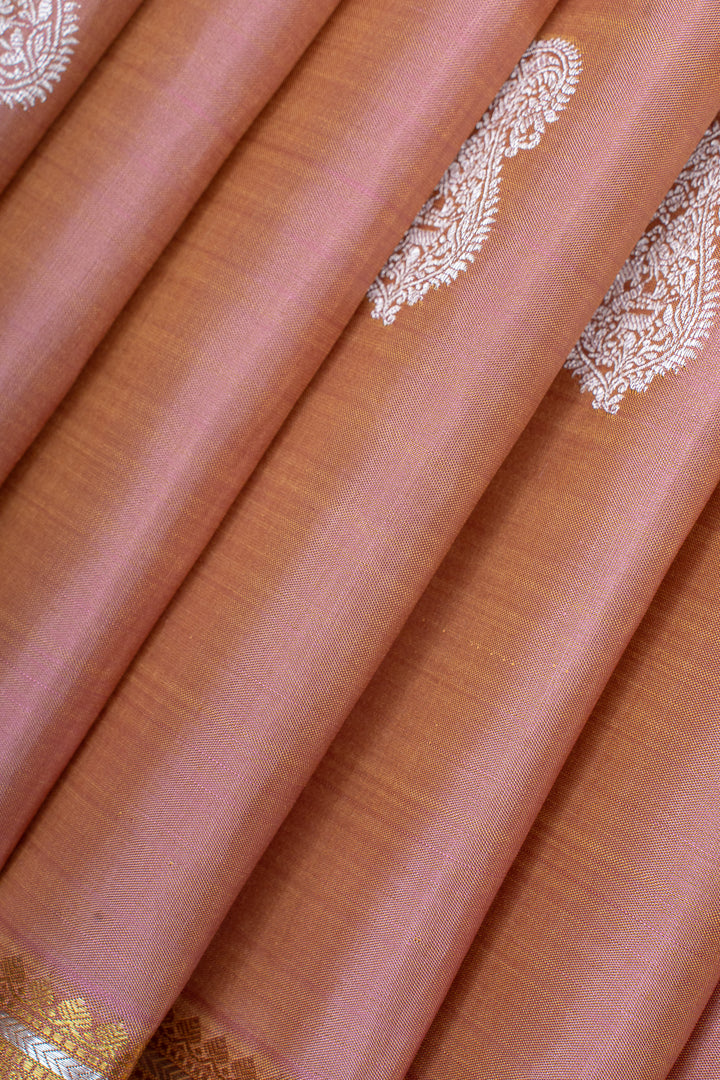 Pastel pink traditional pure kanchipuram silk saree