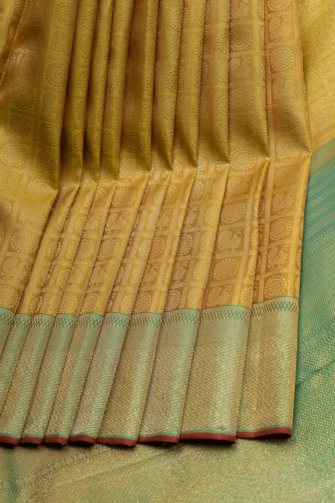 Honey gold brocade pure  Kanchipuram silk saree