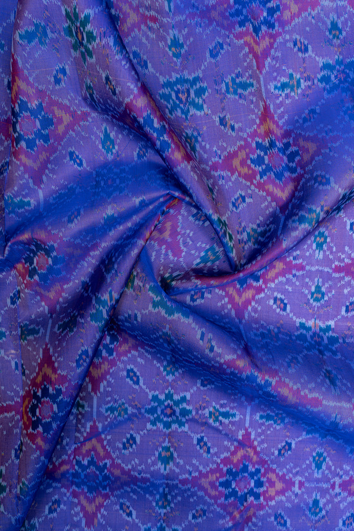 Purple pure ikat Kanchipuram silk saree