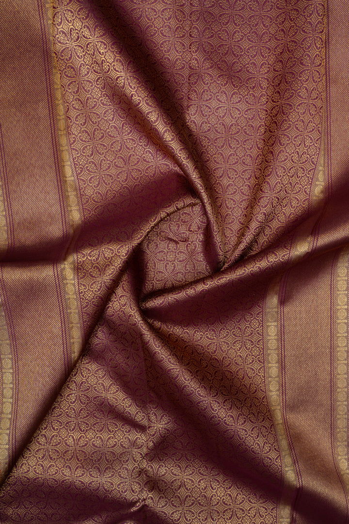 Peach and purple pure kanchipuram silk saree
