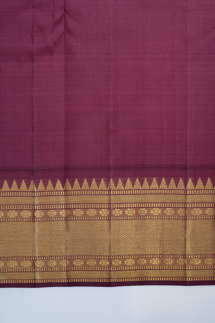 Peach and purple pure kanchipuram silk saree