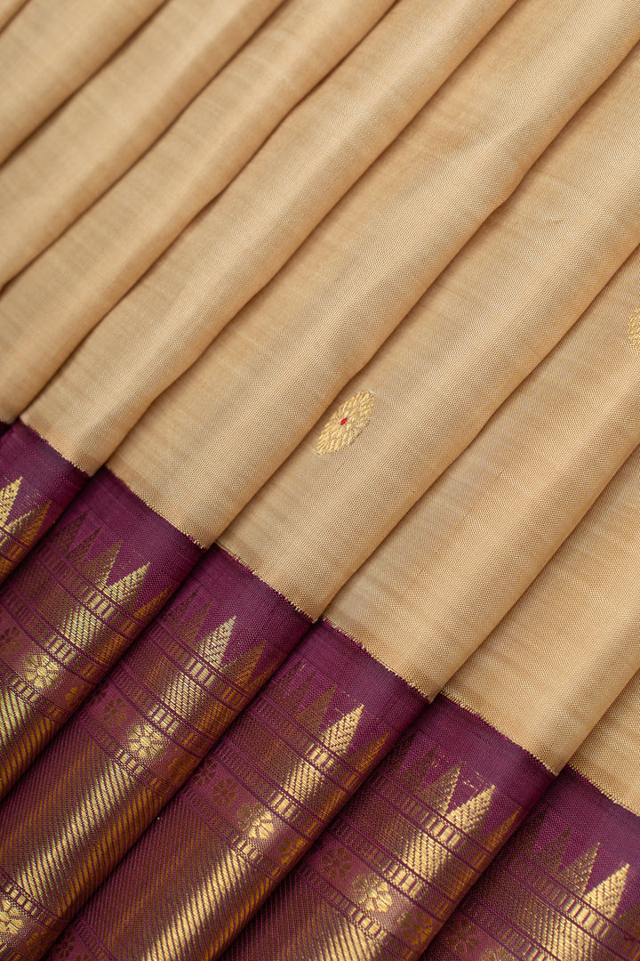 Peach and purple pure kanchipuram silk saree
