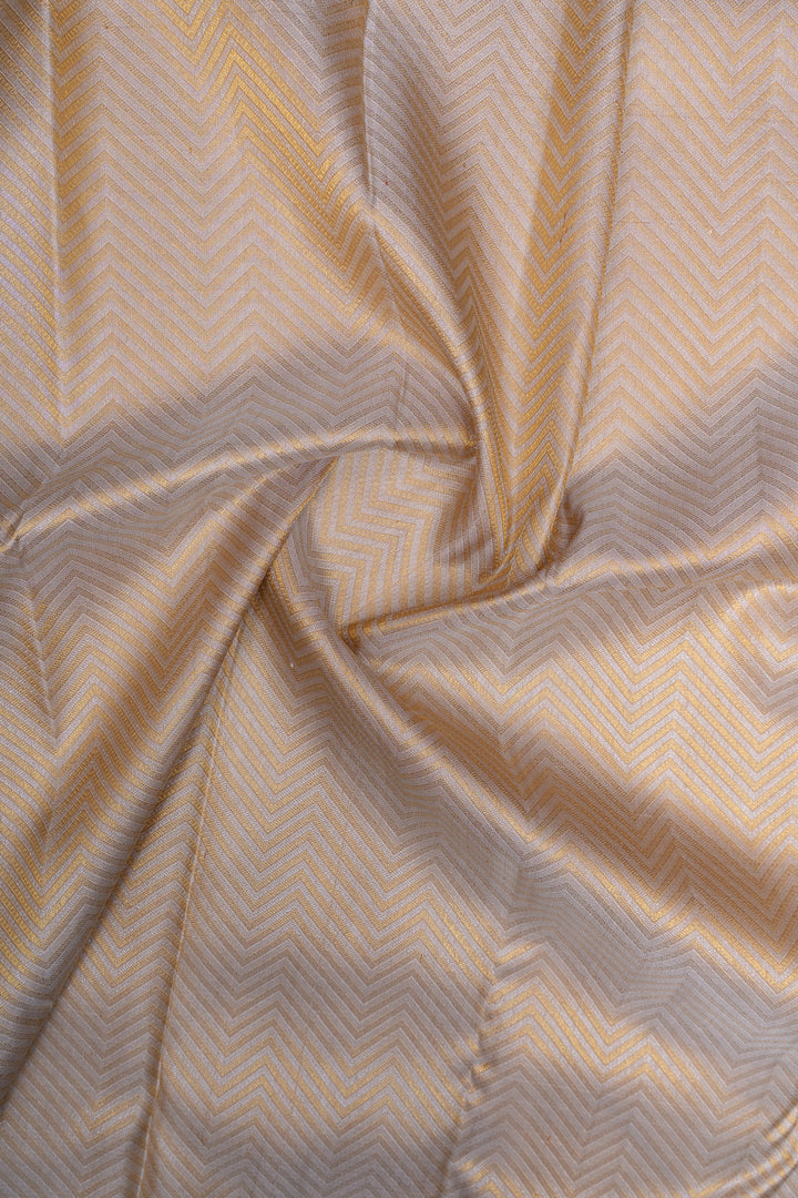 Champagne gold chevron brocade pure kanchipuram silk saree