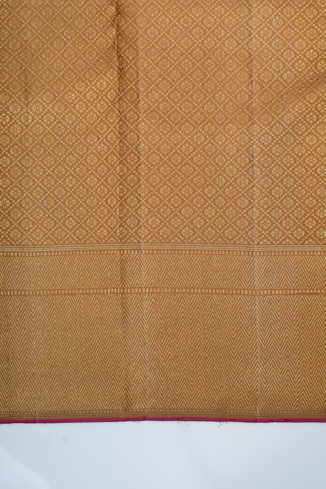 Champagne gold chevron brocade pure kanchipuram silk saree