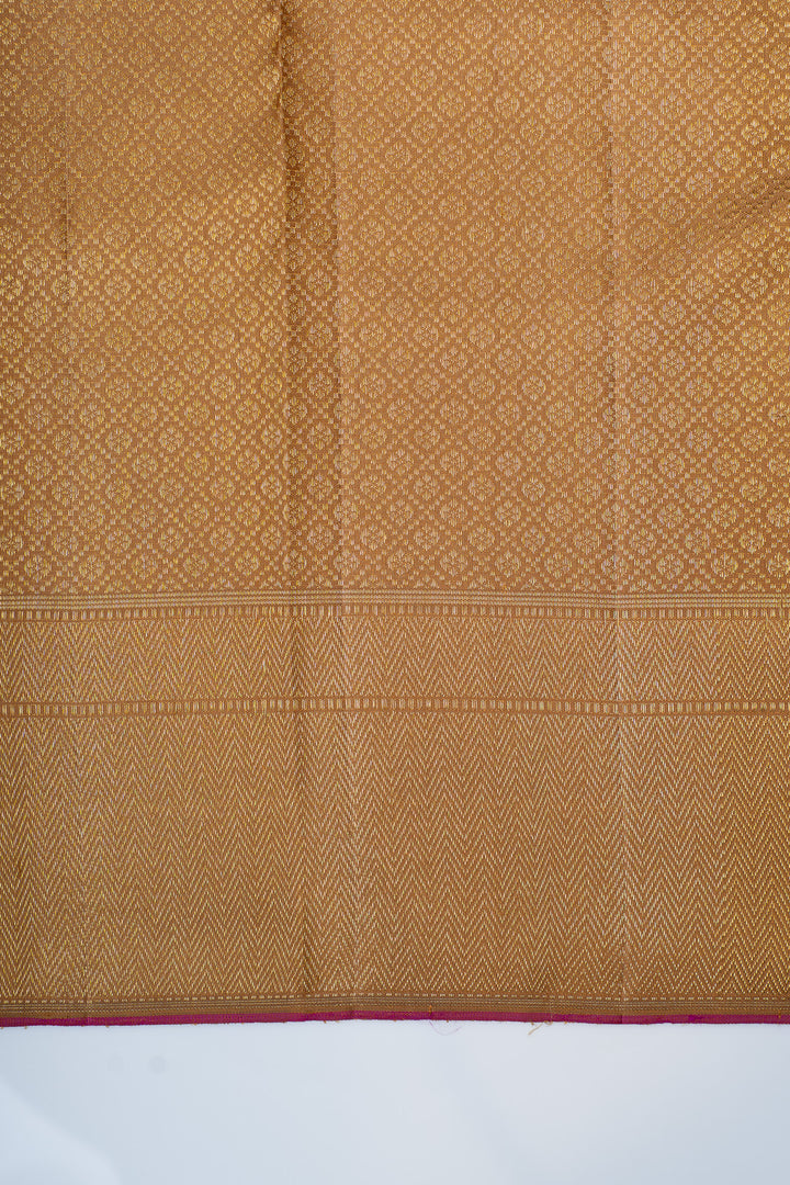 Champagne gold chevron brocade pure kanchipuram silk saree