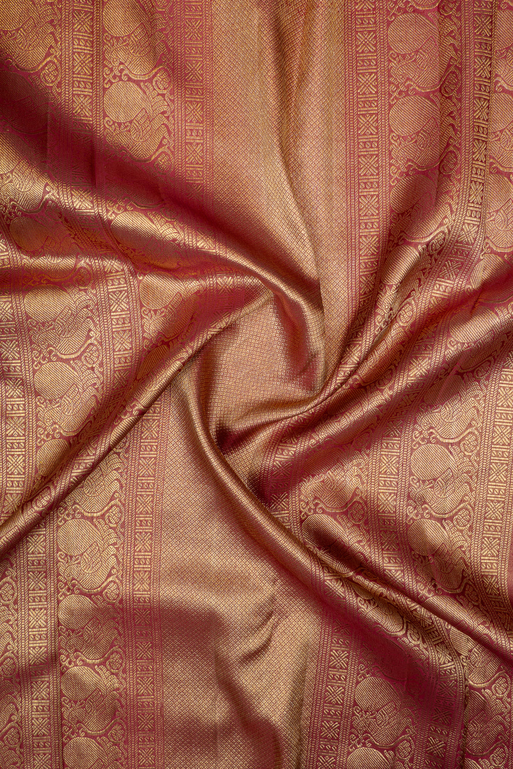 Maroon and gold  Vintage stripes pure Kanchipuram silk saree