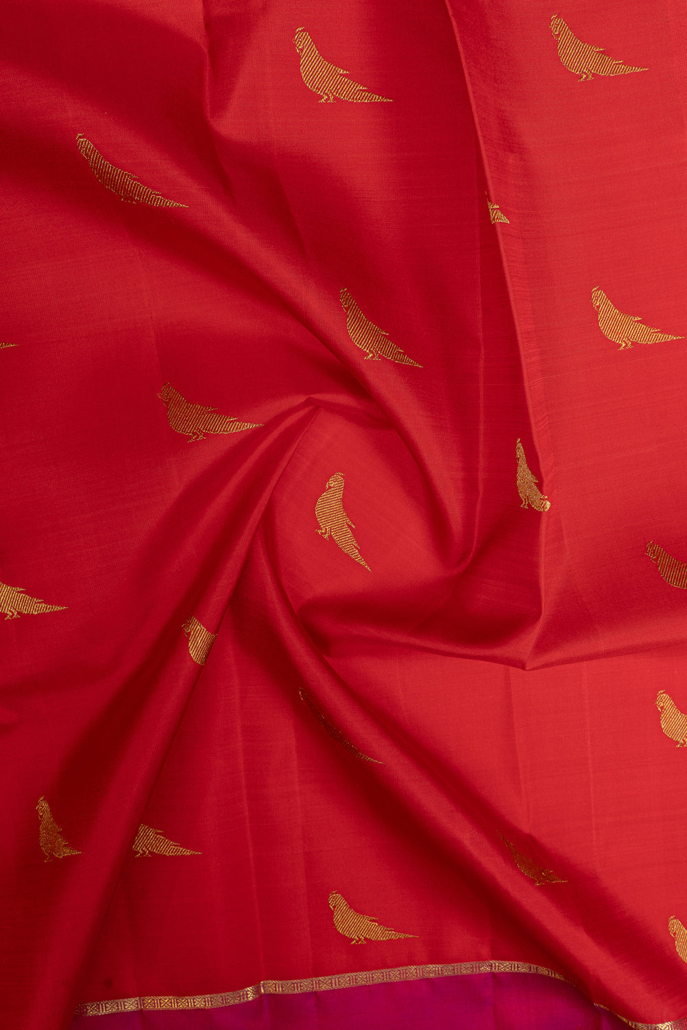 Reddish orange traditional pure kanchipuram silk saree
