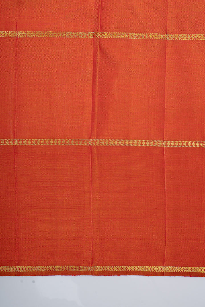 Reddish orange traditional pure kanchipuram silk saree