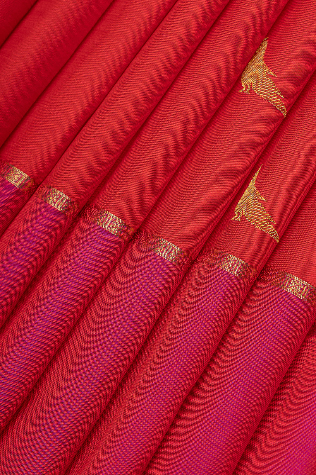 Reddish orange traditional pure kanchipuram silk saree