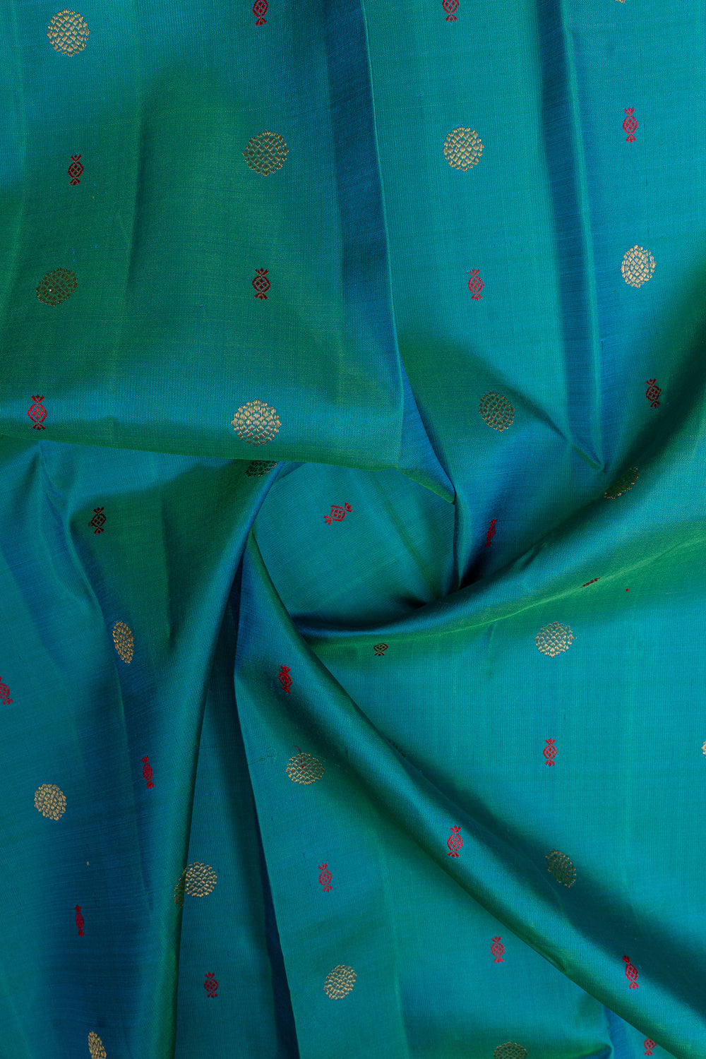 Peacock blue traditional pure kanchipuram silk saree