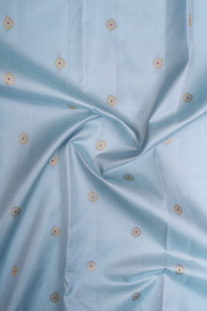 Pastel blue traditional pure Kanchipuram silk saree