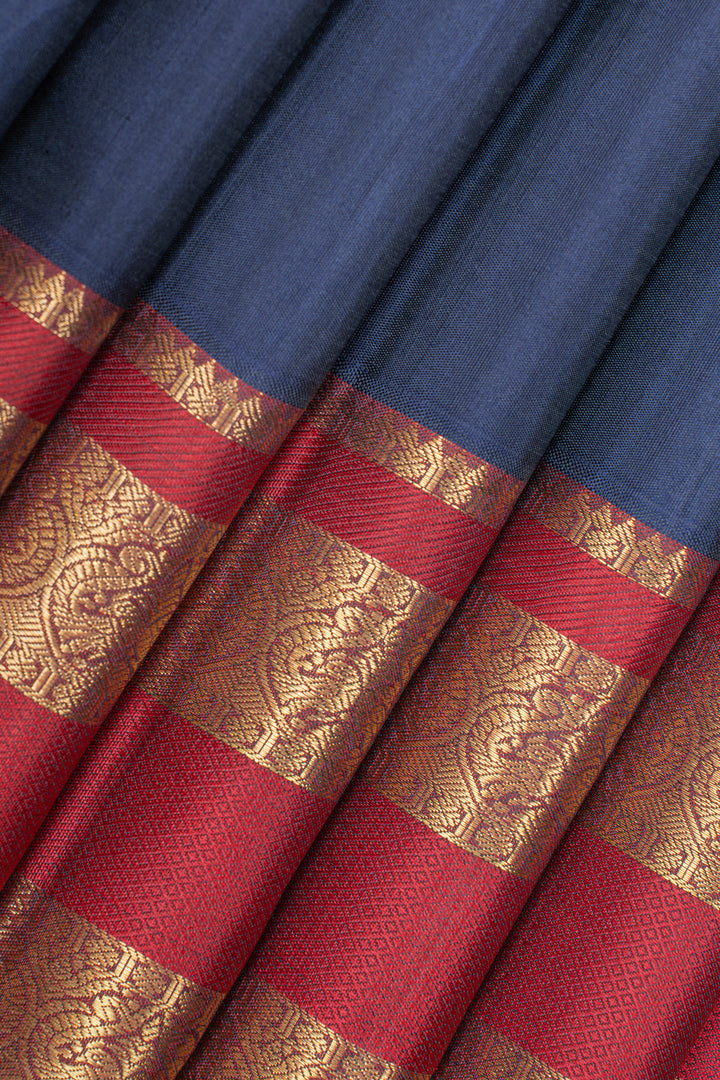 MS blue traditional pure kanchipuram silk saree