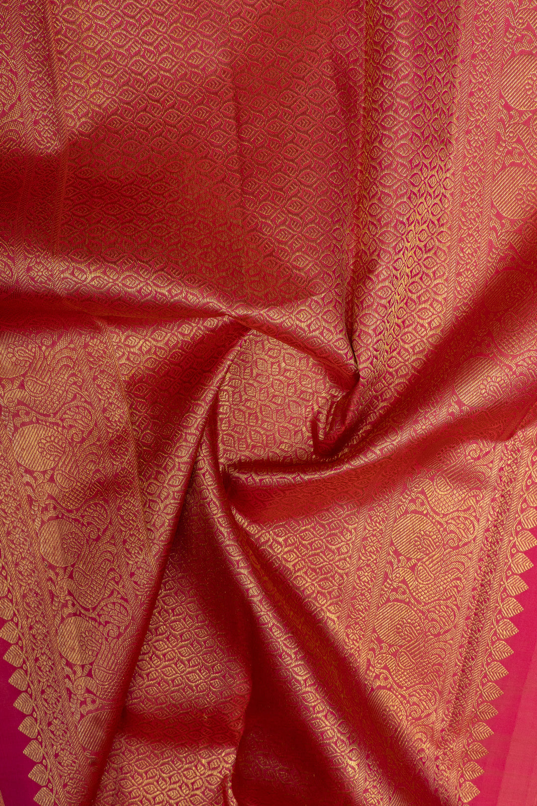 Burgundy pure ikat kanchipuram silk saree
