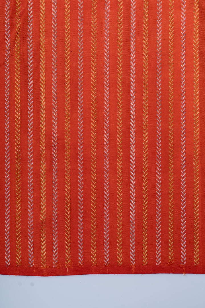 Purple borderless pure ikat Kanchipuram silk saree