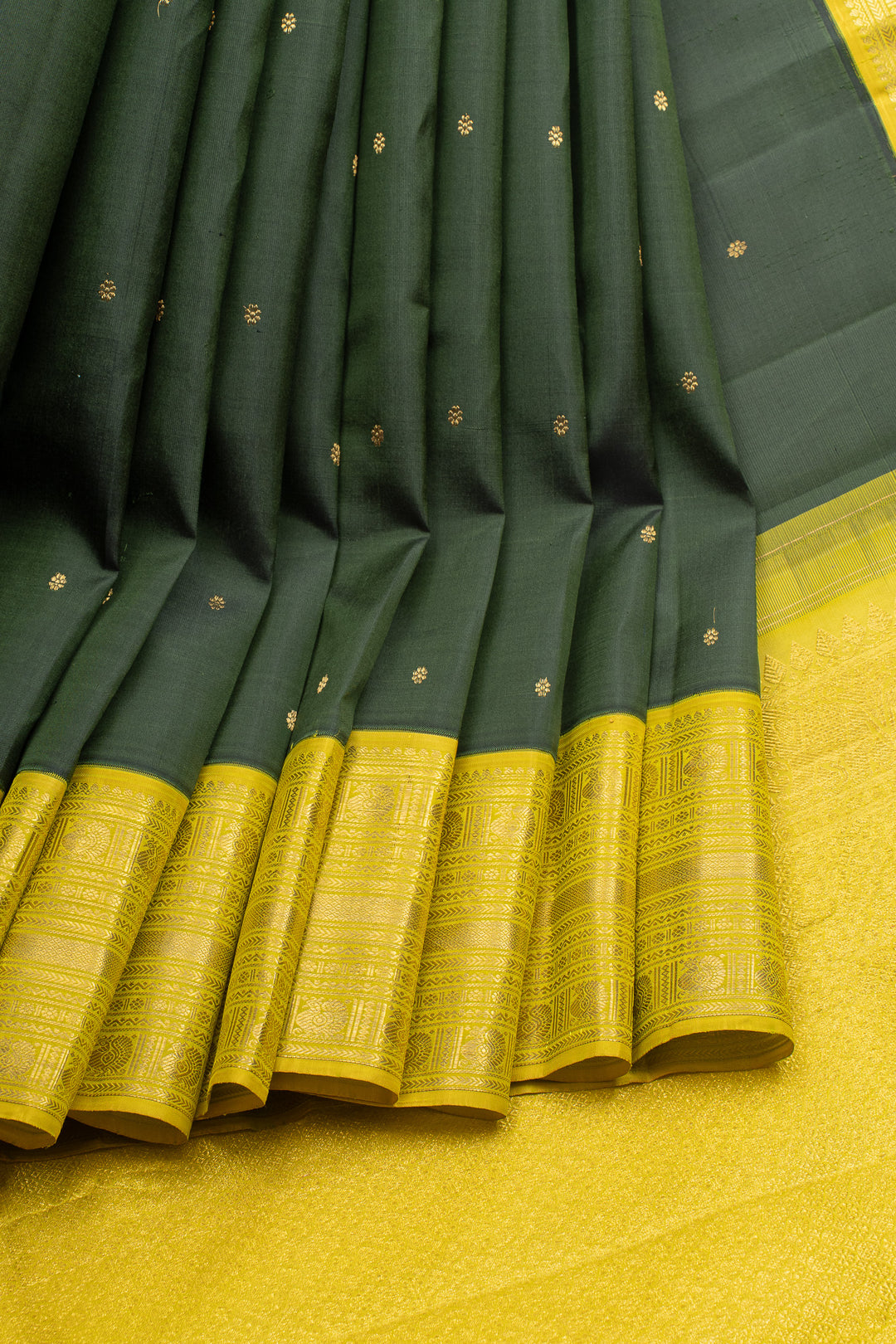 Pine green traditional pure kanchipuram silk saree