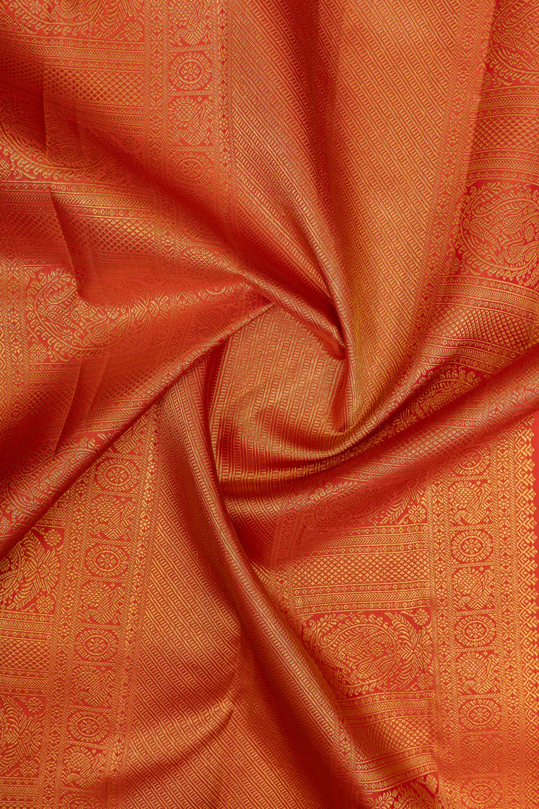 Royal blue and orange pure Kanchipuram silk saree