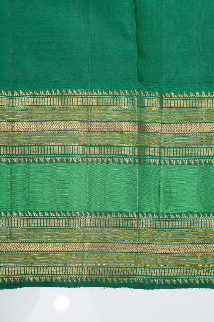 Red and green zari checks pure kanchipuram silk saree