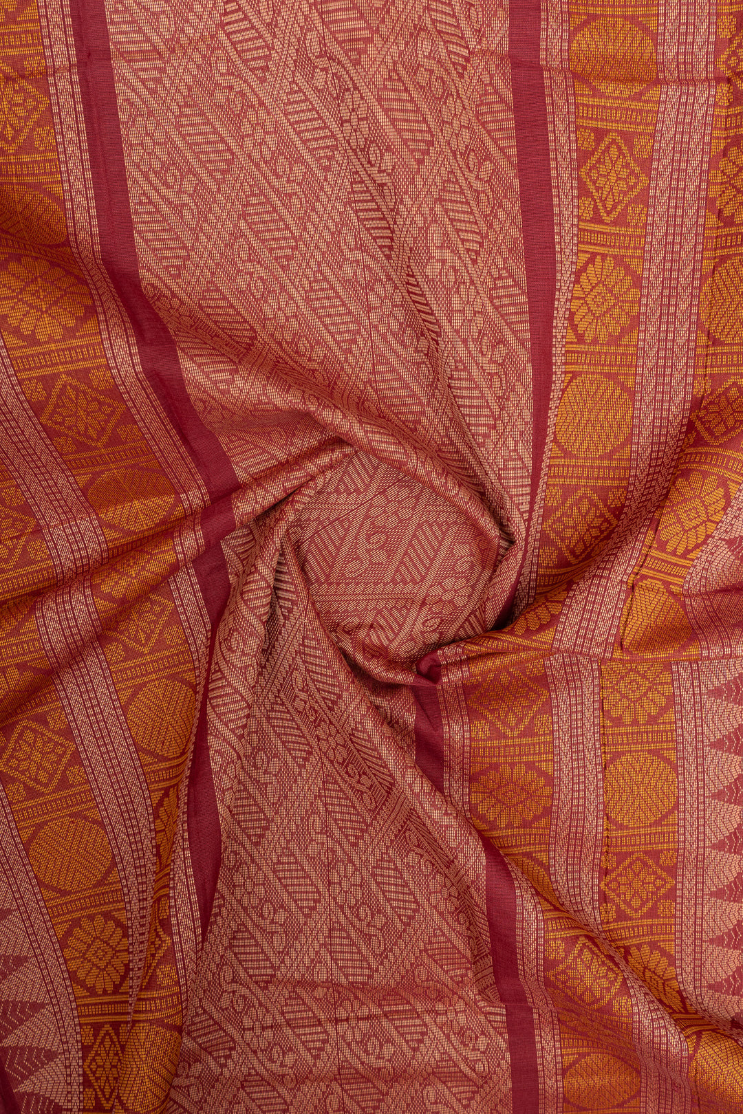 Red threadwork pure cotton saree