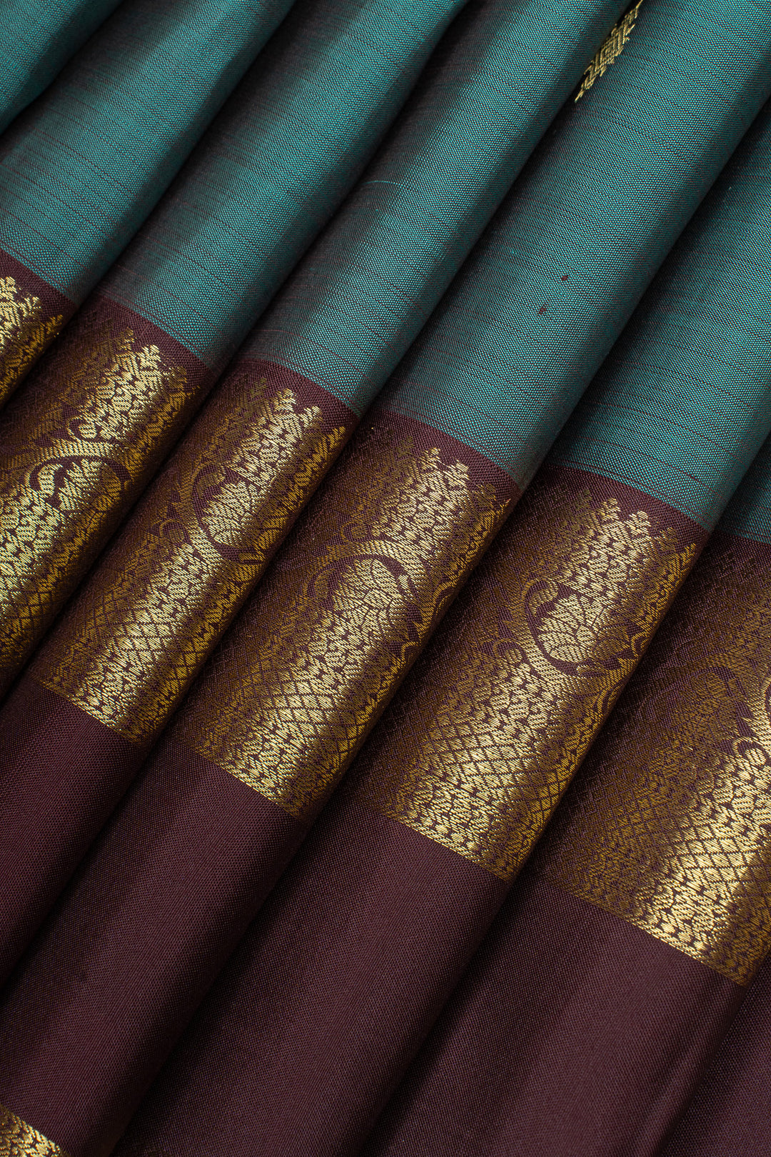 Blue and jamun purple rettai pettu pure kanchipuram silk saree