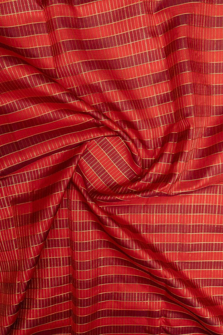 Red zari checks pure kanchipuram silk saree