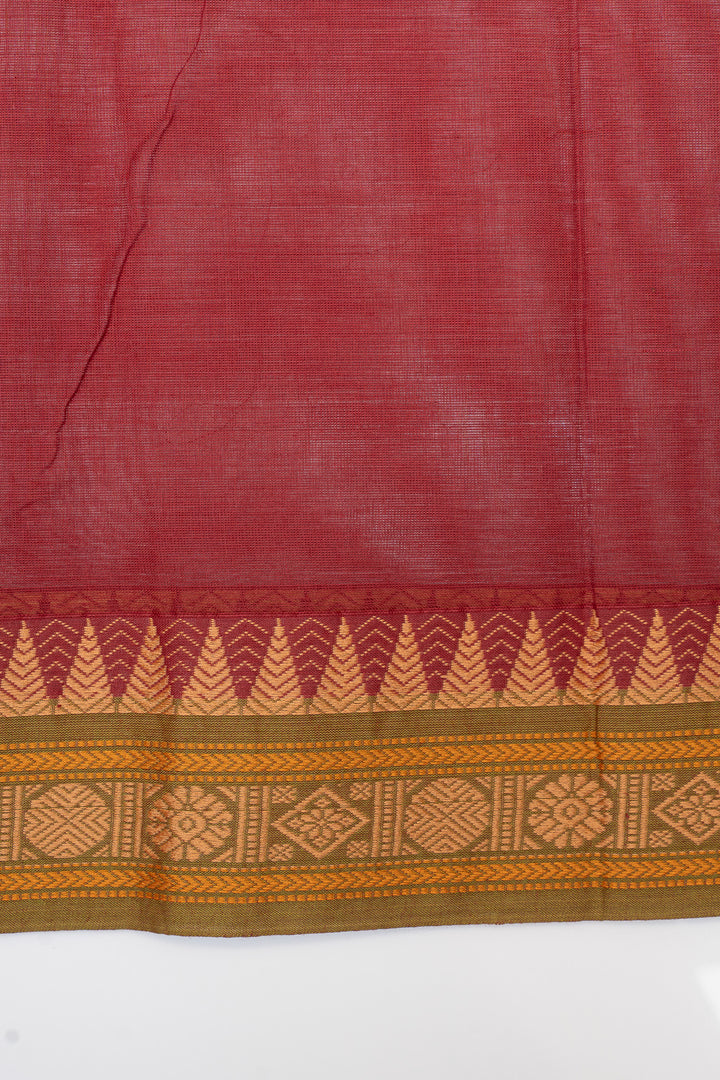 Red threadwork pure cotton saree