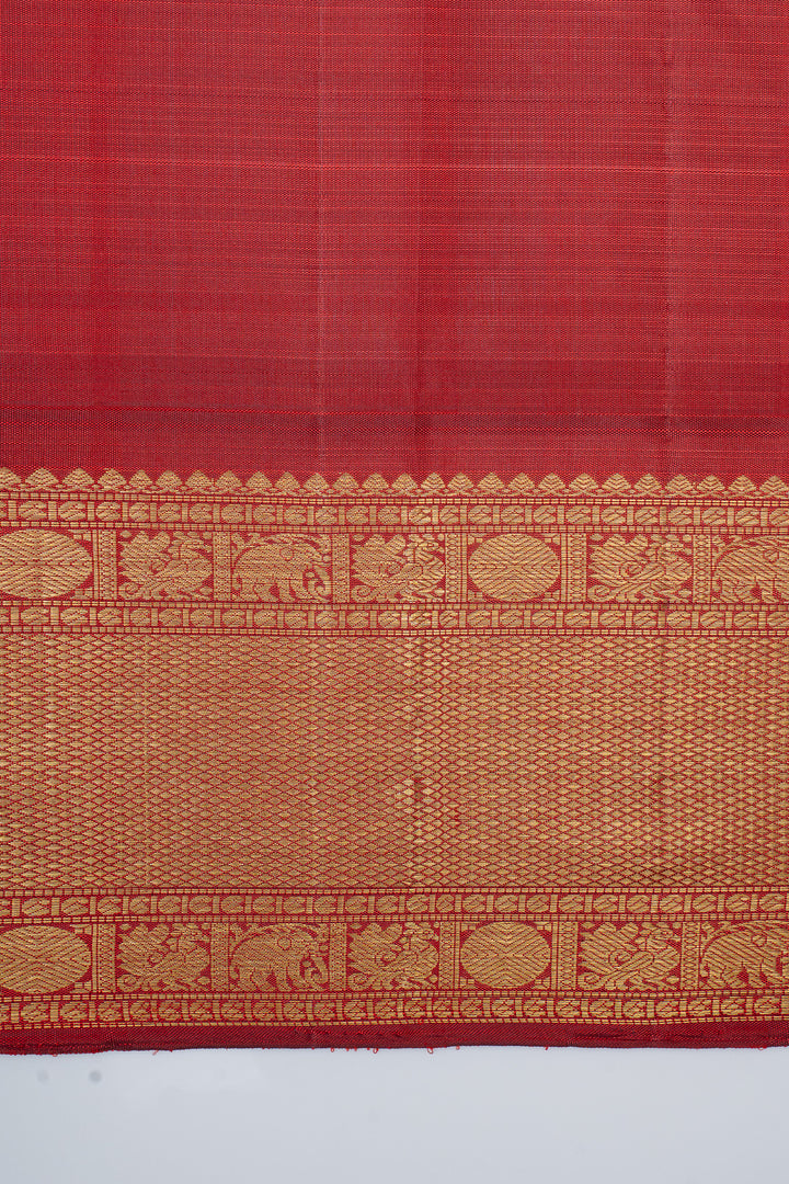 Red zari checks pure kanchipuram silk saree
