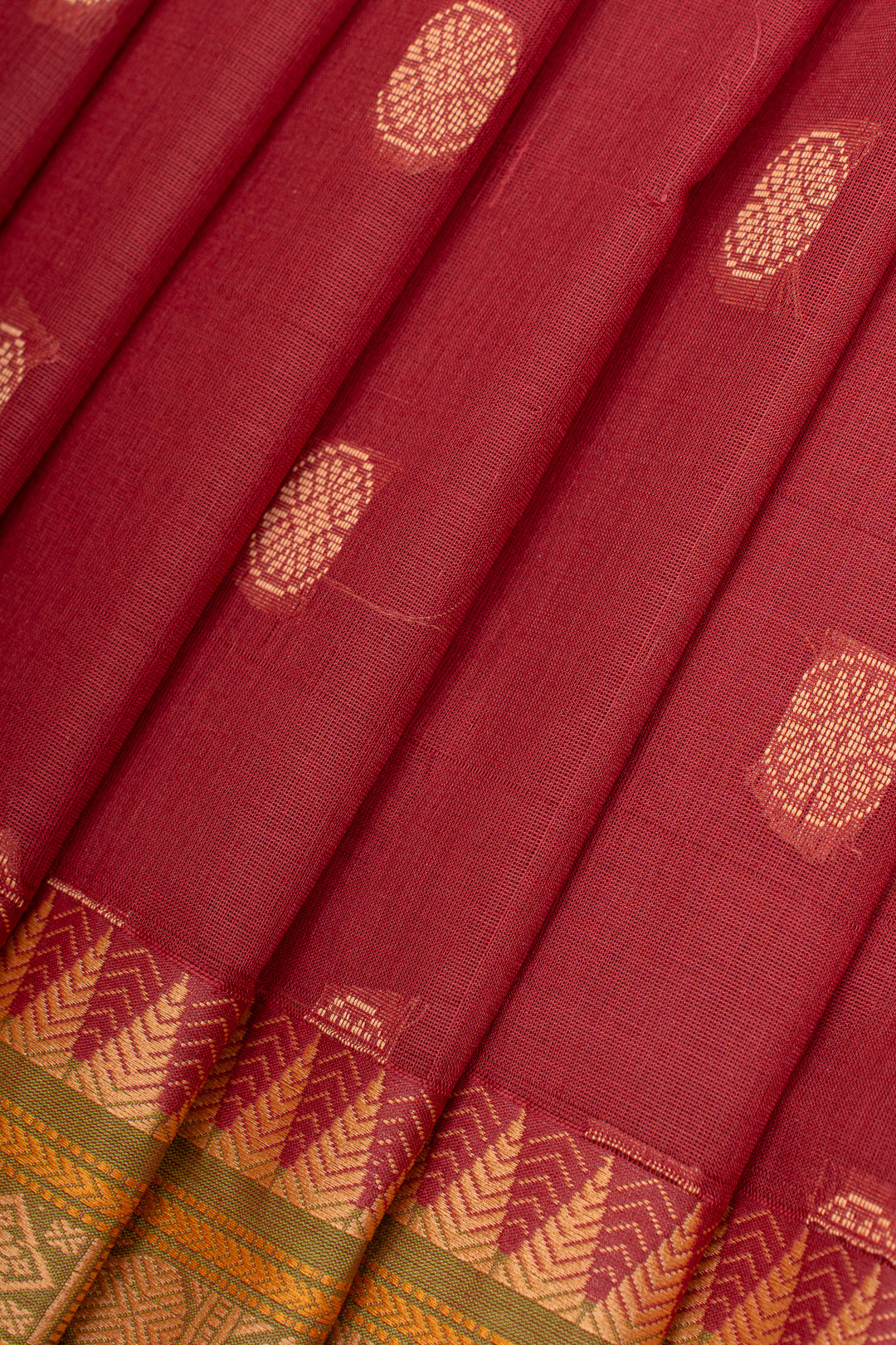 Red threadwork pure cotton saree