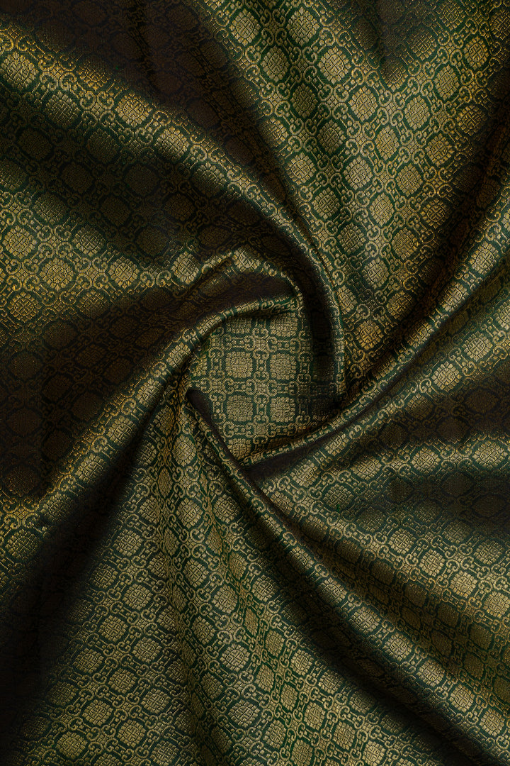 Emerald green and pink brocade pure kanchipuram silk saree