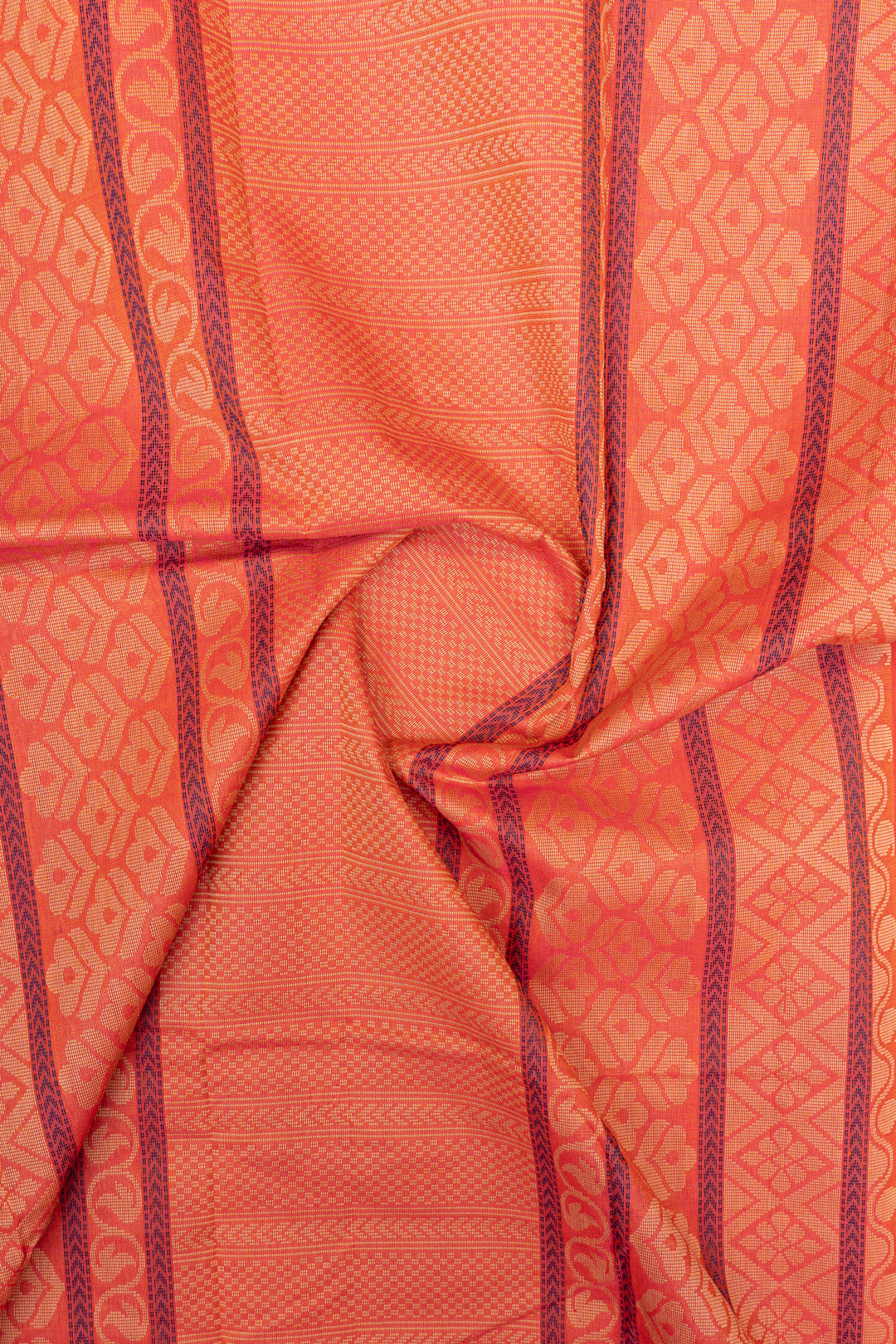 Orange traditional pure cotton saree