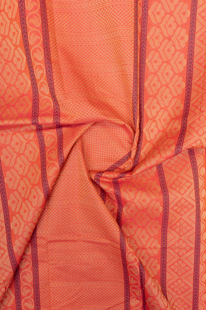 Orange traditional pure cotton saree