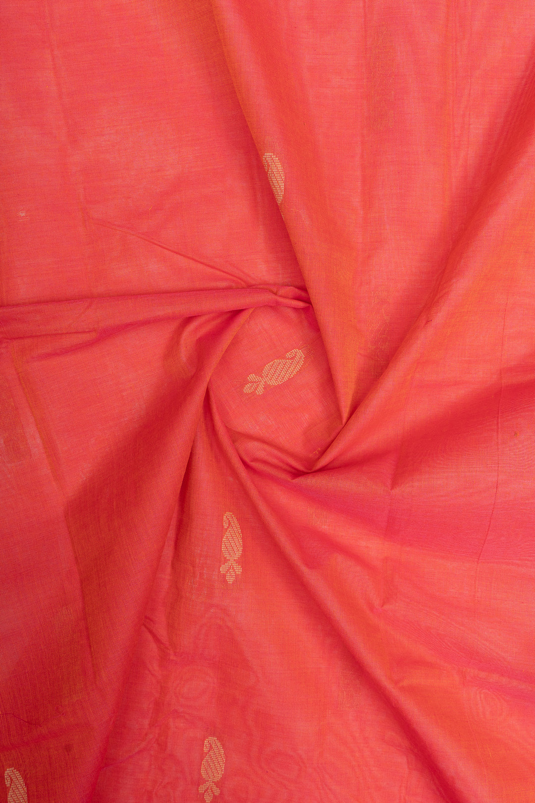 Orange traditional pure cotton saree