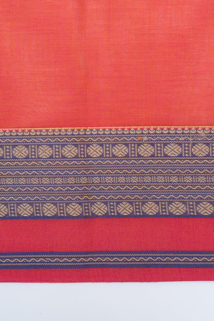 Orange traditional pure cotton saree