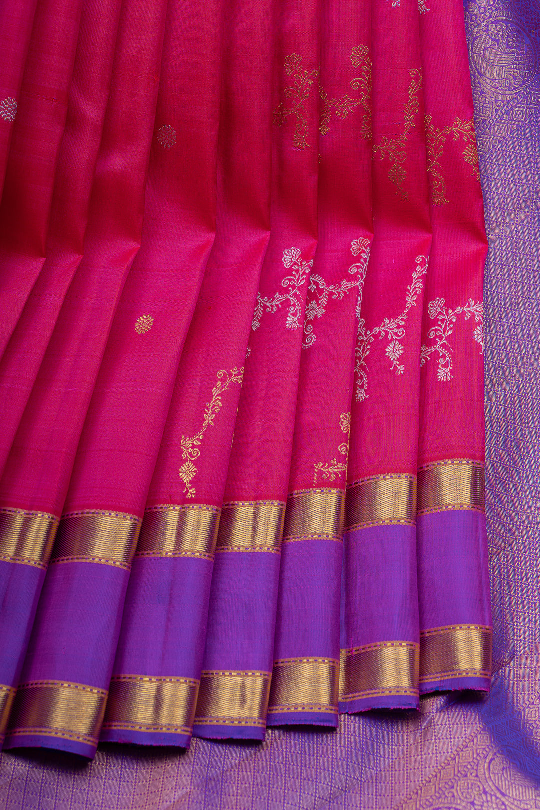 Pink kodivisiri traditional pure Kanchipuram silk saree