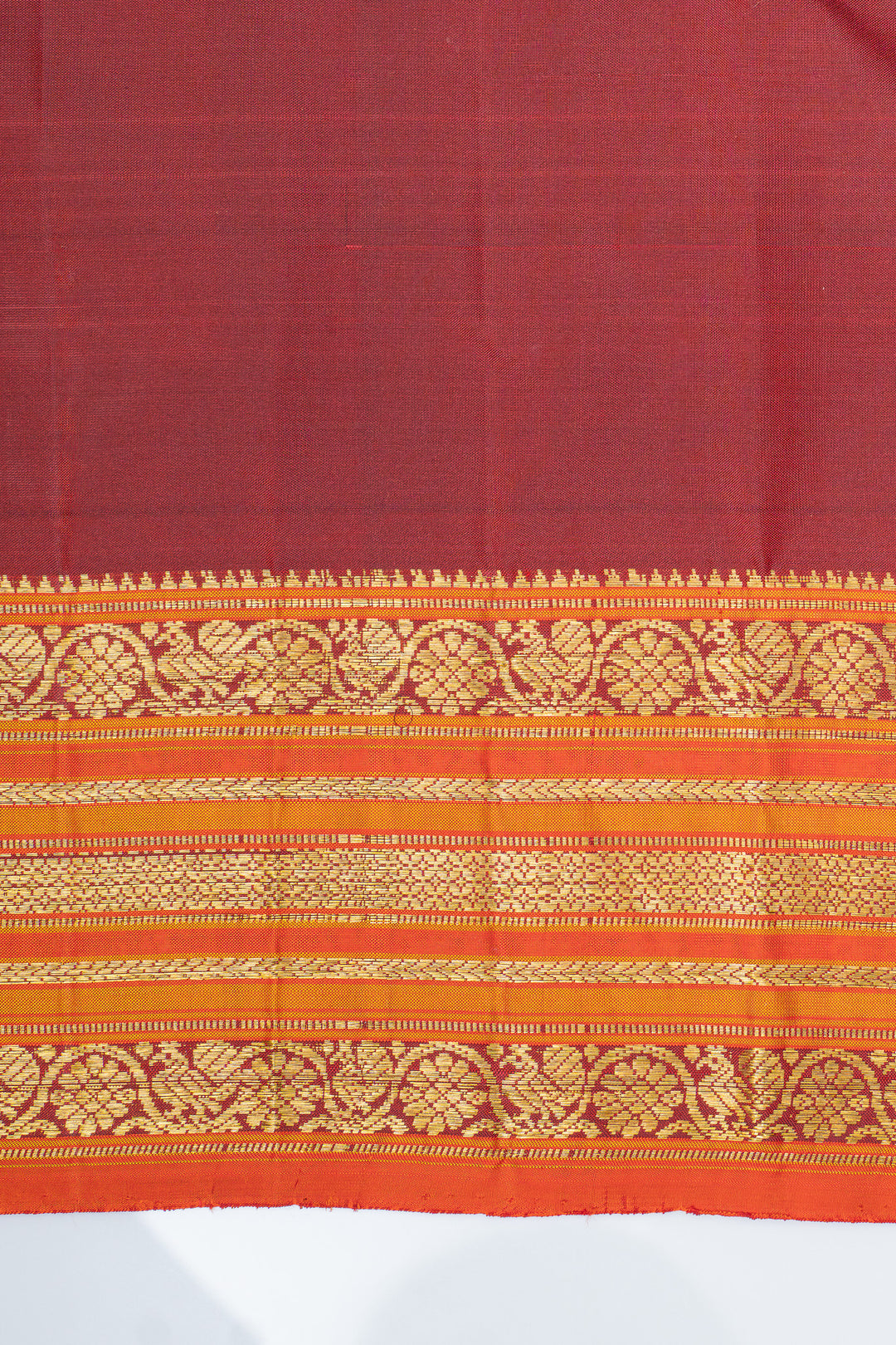 Orange traditional pure kanchipuram silk saree