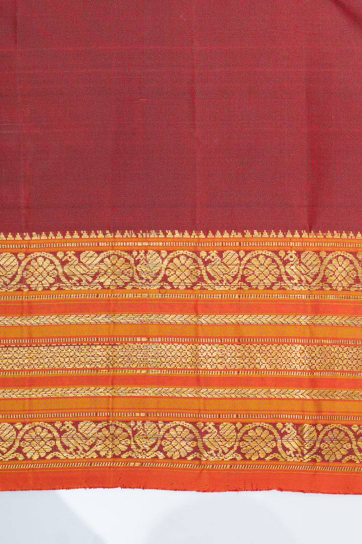 Orange traditional pure kanchipuram silk saree