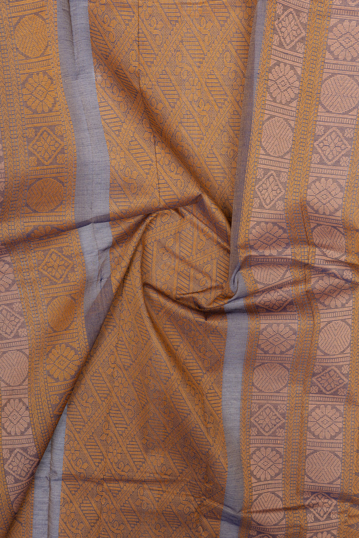 Grey traditional pure cotton saree