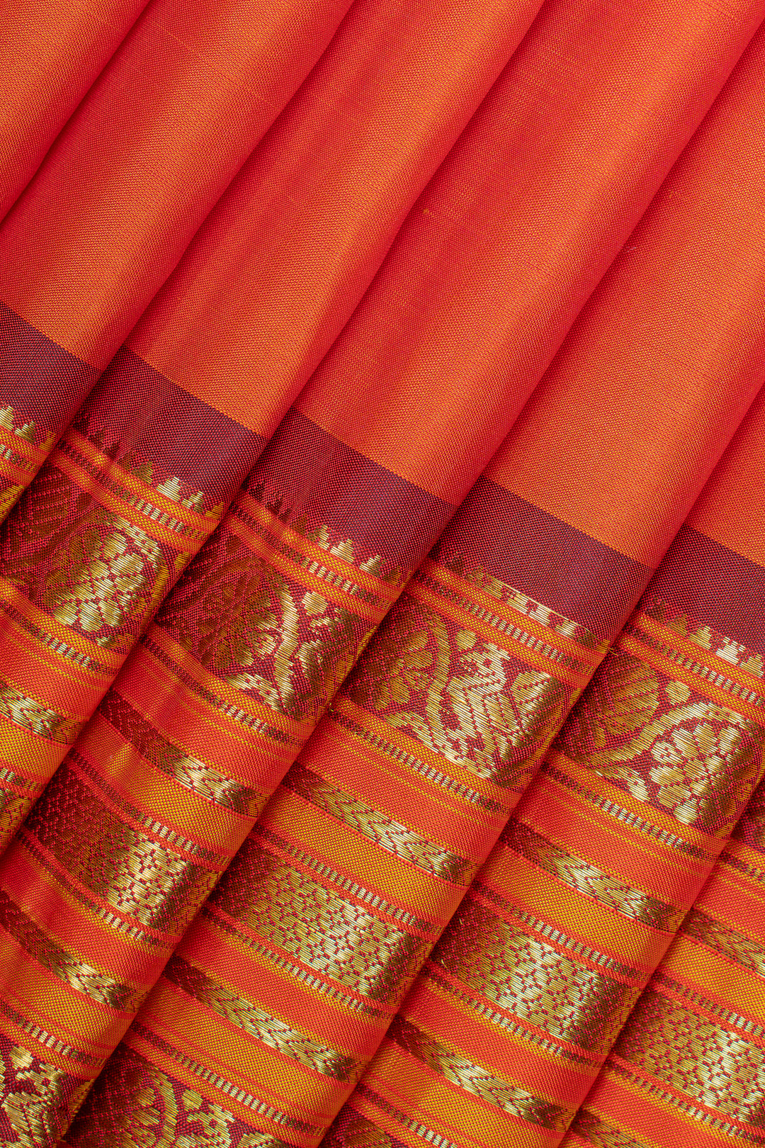 Orange traditional pure kanchipuram silk saree
