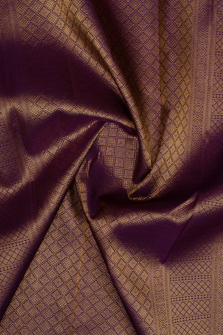 Rust orange and purple  pure kanchipuram silk saree