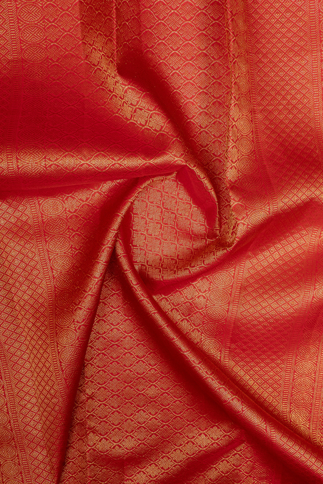 Rust orange  and red checks pure kanchipuram silk saree