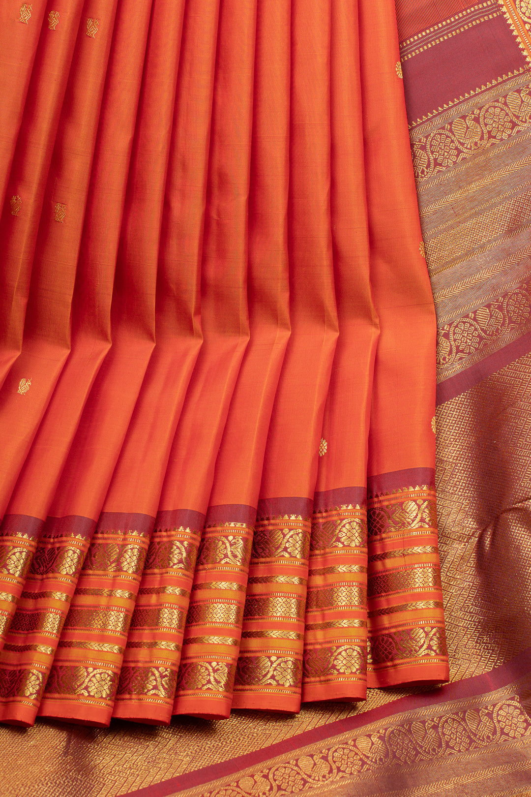 Orange traditional pure kanchipuram silk saree