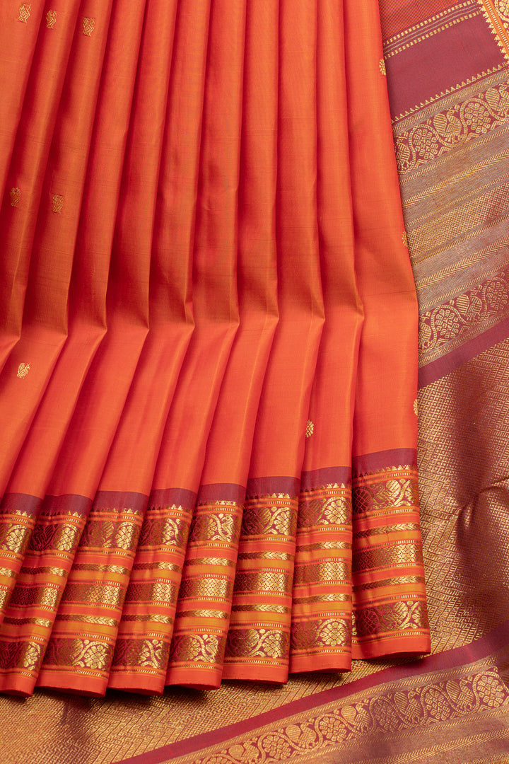 Orange traditional pure kanchipuram silk saree