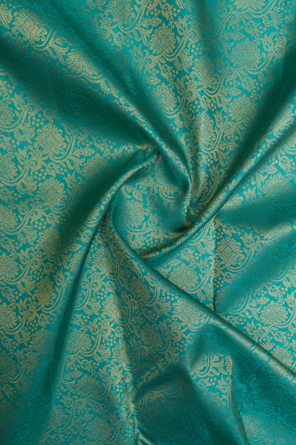 Teal blue and purple brocade pure kanchipuram silk saree